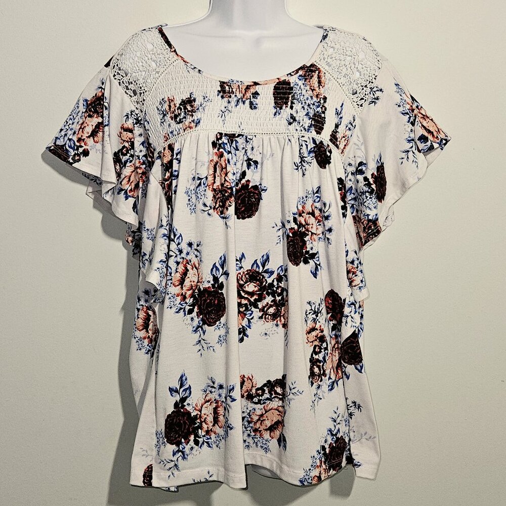 Zac &‎ Rachel Womens Floral Printed Blouse Size 2X